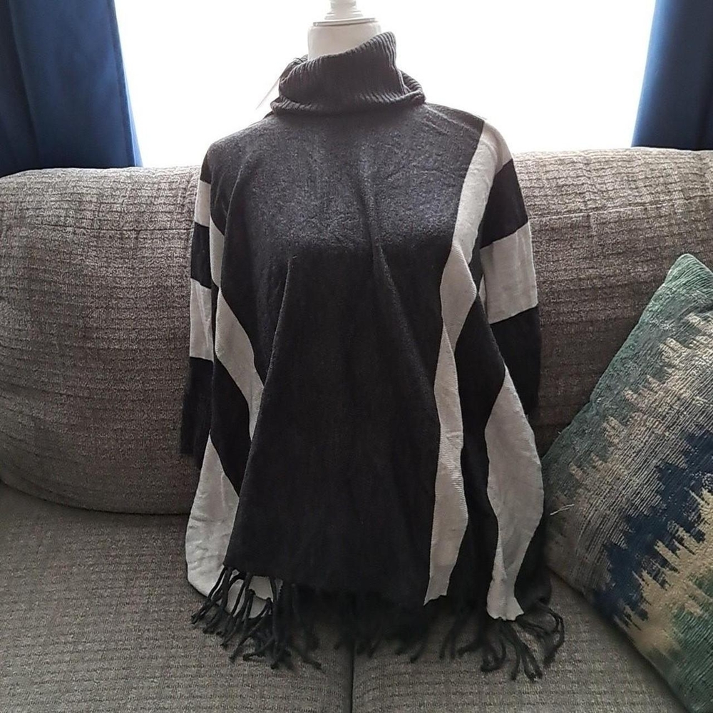 Black and White Turtleneck Sweater